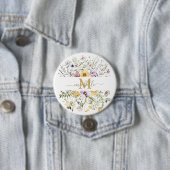 Elegante Monogram Farbenfrohe Wildblume Garten Blu Button (Beispiel)