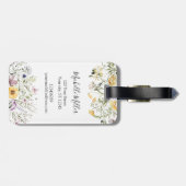 Elegante Monogram Farbenfrohe Wildblume Garten Blu Gepäckanhänger (Rückseite horizontal)