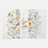 Elegante Monogram Farbenfrohe Wildblume Garten Blu Geschirrtuch (Horizontal)