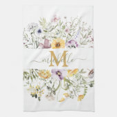 Elegante Monogram Farbenfrohe Wildblume Garten Blu Geschirrtuch (Vertikal)
