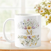 Elegante Monogram Farbenfrohe Wildblume Garten Blu Kaffeetasse