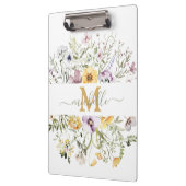 Elegante Monogram Farbenfrohe Wildblume Garten Blu Klemmbrett (Links)