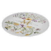 Elegante Monogram Farbenfrohe Wildblume Garten Blu Schneidebrett (Ecke)
