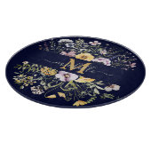 Elegante Monogram Farbenfrohe Wildblume Garten Blu Schneidebrett (Ecke)