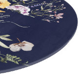 Elegante Monogram Farbenfrohe Wildblume Garten Blu Schneidebrett (Ecke)