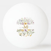 Elegante Monogram Farbenfrohe Wildblume Garten Blu Tischtennisball (Rückseite)