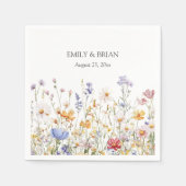 Elegante Monogram farbenfrohe Wildblume Serviette (Vorderseite)