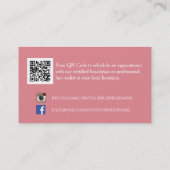 Elegante Monogram Feminine Pink Damask Schönheitss Visitenkarte (Rückseite)
