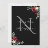 Elegante Monogram Floral Black Wedding Einladung (Vorderseite)