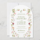 Elegante Monogram Floral Foto Arch Wedding Einladung (Vorderseite)