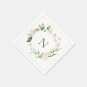 Elegante Monogram Floral Pink Blush Wedding Serviette (Ecke)