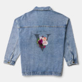 Elegante Monogram Floral Rose Blue Initial Modern Jeansjacke (Rückseite)