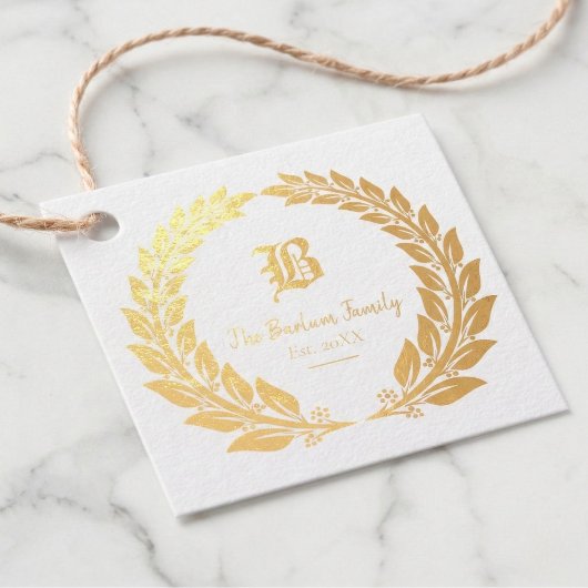Elegante Monogram Foil Favor Tags