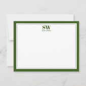 Elegante Monogram Forest Green Border Minimalistis Mitteilungskarte (Vorderseite)