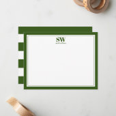 Elegante Monogram Forest Green Border Minimalistis Mitteilungskarte (Vorderseite/Rückseite Beispiel)