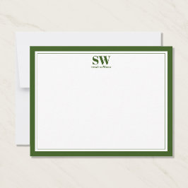 Elegante Monogram Forest Green Border Minimalistis Mitteilungskarte