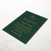 Elegante Monogram Formal Forest Green Wedding Gold Folieneinladung (Gedreht)