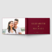 Elegante Monogram Foto Burgundy Wedding Gästebuch (Voll)