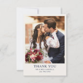 Elegante Monogram Foto Navy Blue Wedding Dankeskarte (Vorderseite)