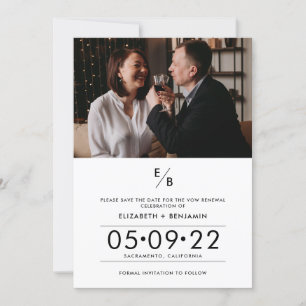Elegante Monogram Foto Vow Renewal Save The Date