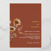 Elegante Monogram Foto Wildblume Wedding Folieneinladung (Vorderseite)