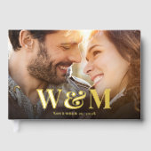 Elegante Monogram-Fotos Hochzeit Gästebuch (Vorderseite)
