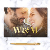 Elegante Monogram-Fotos Hochzeit Gästebuch