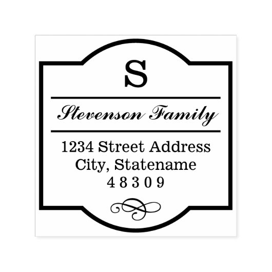 Elegante Monogram Frame-Rücksendeadresse Permastempel (Design)