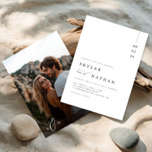 Elegante Monogram Full Bleed Foto Budget Hochzeit