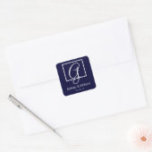 Elegante Monogram Gastgeschenk Hochzeit Labels Quadratischer Aufkleber (Umschlag)