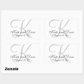 Elegante Monogram-Gastgeschenk Hochzeit Rechteckiger Aufkleber (Blatt)