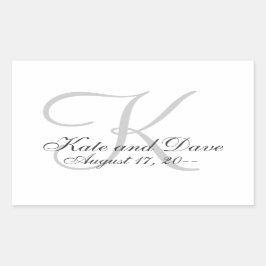 Elegante Monogram-Gastgeschenk Hochzeit Rechteckiger Aufkleber