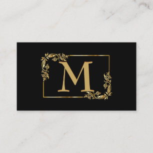 Elegante Monogram Gold and Black Business Card Visitenkarte