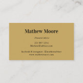 Elegante Monogram Gold Black Formal Business Card Visitenkarte (Rückseite)