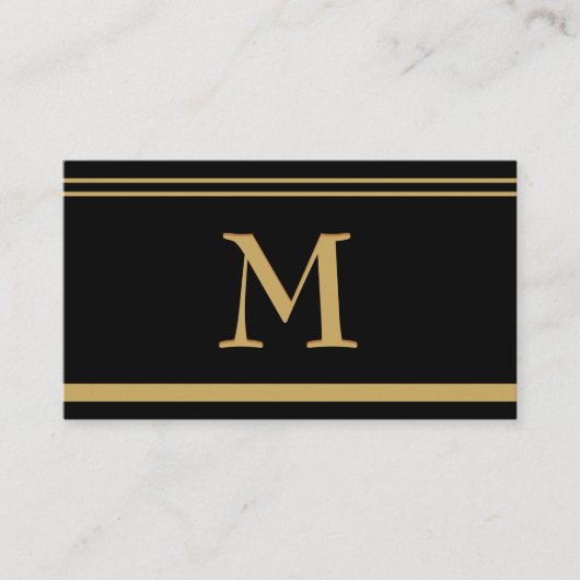 Elegante Monogram Gold Black Formal Business Card Visitenkarte (Vorderseite)