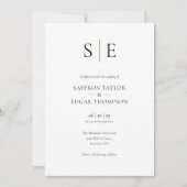 Elegante Monogram Gold Black Foto Wedding Einladung (Vorderseite)