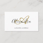 Elegante Monogram Gold Black Script Name Visitenkarte (Vorderseite)