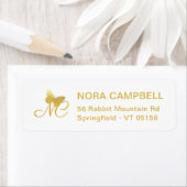 Elegante Monogram Gold Butterfly Rücksendeadresse (Insitu)