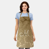 Elegante Monogram Gold Floral Cooking Schürze (Getragen)