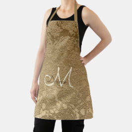 Elegante Monogram Gold Floral Cooking Schürze