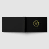 Elegante Monogram Gold Foil Black Wedding Gästebuch (Voll)