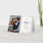 Elegante Monogram Gold Foto Wedding Dankeskarte (Vorderseite)