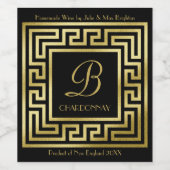Elegante Monogram Gold Glitzer Art Deco Weinetikett (Einzelnes Label)