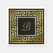Elegante Monogram Gold Glitzer Griechischer Key Bl Serviette (Vorderseite)