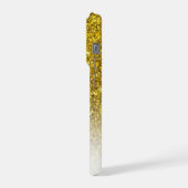 Elegante Monogram Gold Glitzer Ombre Vorname iPhone Hülle (Linke Seite)