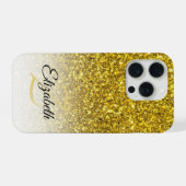 Elegante Monogram Gold Glitzer Ombre Vorname iPhone Hülle (Rückseite (Horizontal))