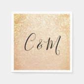 Elegante Monogram Gold Glitzer Wedding Serviette (Vorderseite)