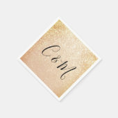 Elegante Monogram Gold Glitzer Wedding Serviette (Ecke)