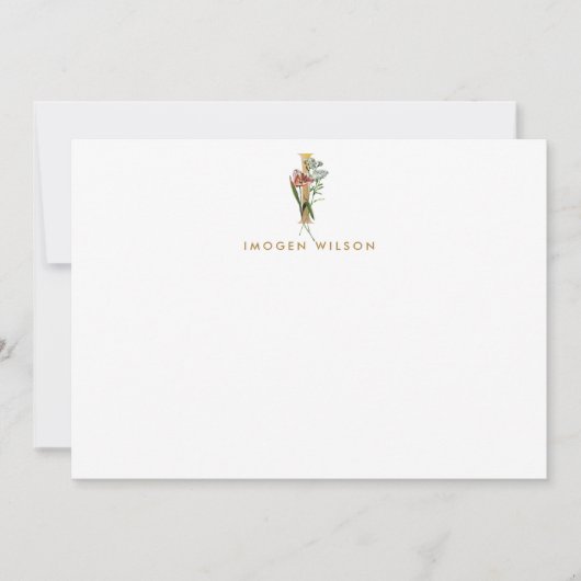 Elegante Monogram Gold Letter I Note Card Mitteilungskarte (Vorderseite)