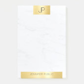 Elegante Monogram Gold Marble Moderne Vorlage Post-it Klebezettel (Vorderseite)